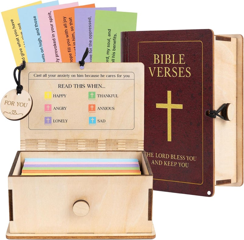 DINIZON 150 Pcs Christian Bible Verses Box, Easter Gifts for Catholic Men Women, Read This When Bible Verses Jar For Daily Encouragement, Catholic, Bible Gifts for Women, Easter Stocking Stuffer for Kids - Image 1